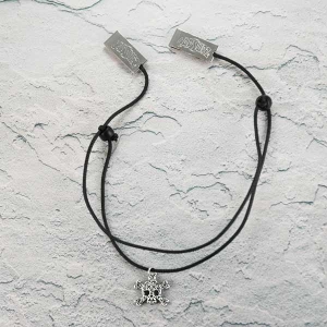 Capsurz® Hold Your Hat Down In the Wind Black Cord With Black Glass Beads And Skull Bling Charm