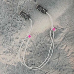 Capsurz® Keep Your Hat From Flying Off In the Wind White Cord With Pink Lined Glass Beads